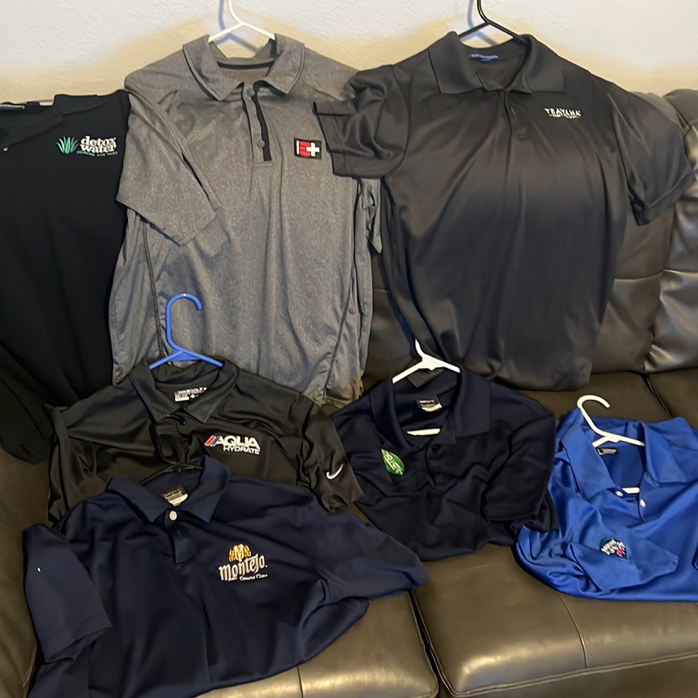 7 random branded golf polos -4 are nike golf